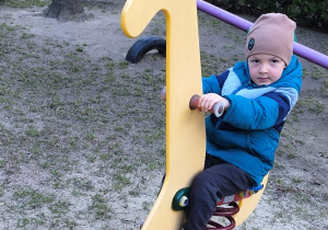 Chłopiec buja się na koniku